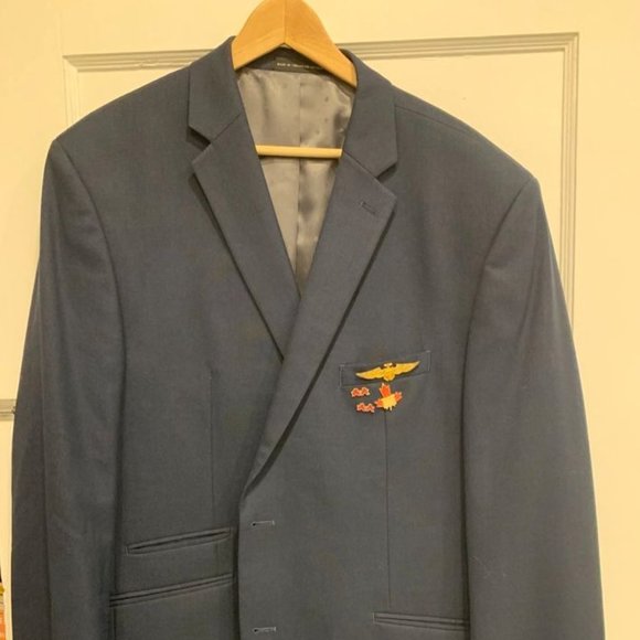 Perry Ellis Portfolio Slim Fit Suit Jacket with vintage pins! - Picture 5 of 11